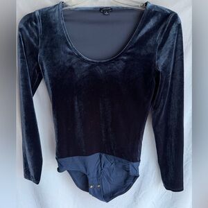 J. Crew Jeans Small Navy Velvet Bodysuit Long Sleeve Casual Holiday